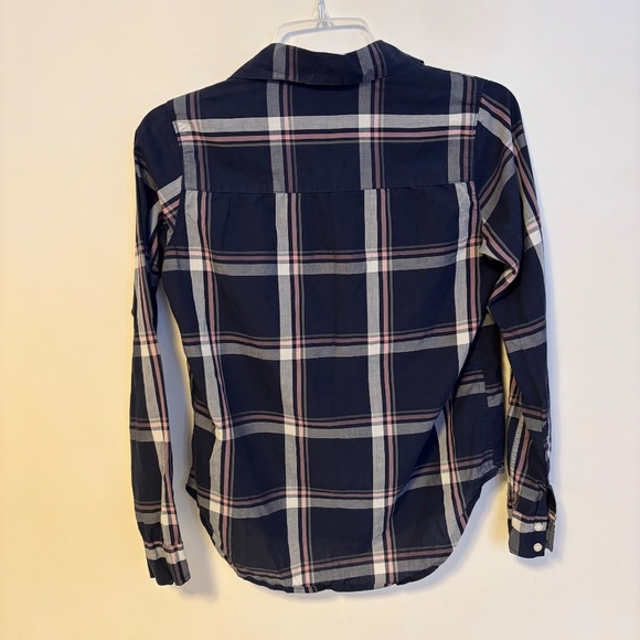 Abercrombie & Fitch Y2K Collared Button Down Shirt Top Blue Pink Plaid Size XS - Picture 3 of 4